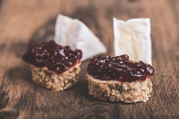 Camembert and blueberry jam