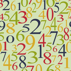 numerical seamless background with white digits on a green
