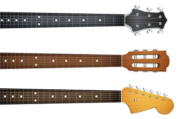 Obraz premium Set of Guitar neck fretboard and headstock