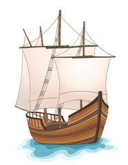 wooden ship illustration. vector