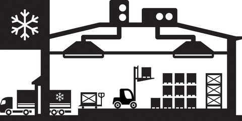 Industrial cold store scene - vector illustration