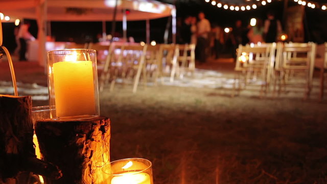 Candles on the background locations for the wedding ceremony