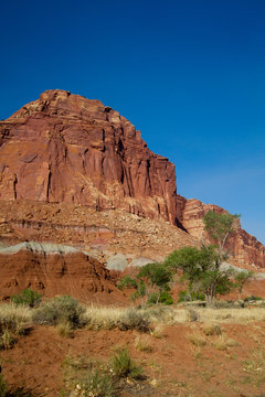 Grand geological formations characterize Capitol Reef National Park in Utah