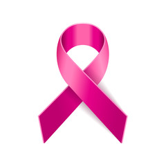 Breast Cancer Pink Ribbon on White Background. Vector