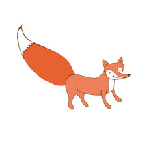 Colorful hand drawn illustration of fox character 