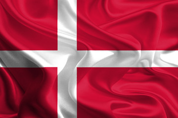 Waving Fabric Flag of Denmark
