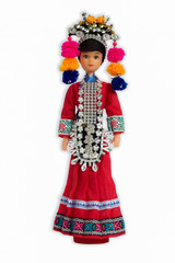 Ethnic and cultural doll dress isolated indigenous tribes white background