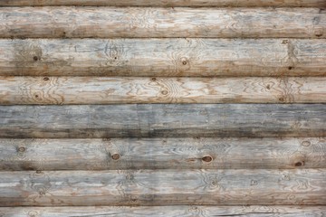 Wooden Log Cabin Old Wall Natural Colored Horizontal Background