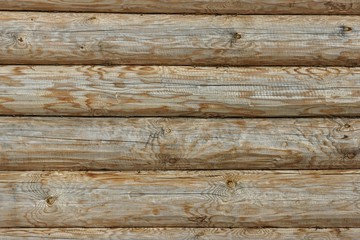 Wooden Log Cabin Old Wall Natural Colored Horizontal Background