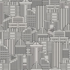 City seamless pattern. Vector background of buildings and skyscr