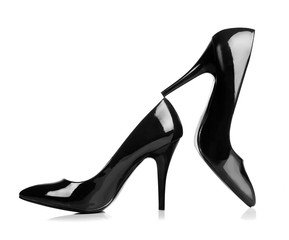 A pair of black high heels isolated on white. with Clipping path. 