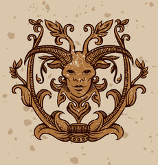 Vector bronze vintage frame on a gray background.