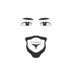 Minimalist Facial Profile of Bearded Man on White Background