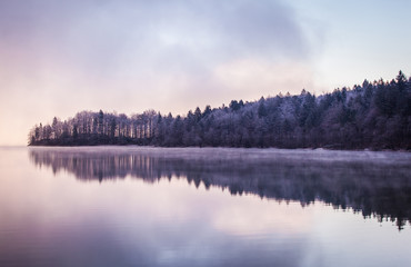 Morning fog on the lake 