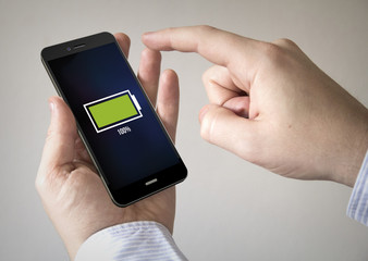  touchscreen smartphone with full battery on the screen