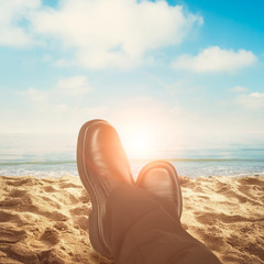 Business Man Relaxing at Beach