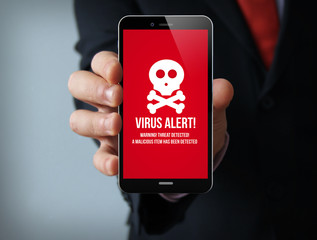 virus businessman smartphone