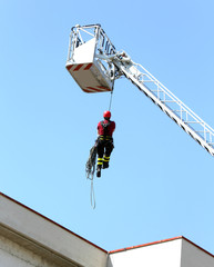 firefighter down with the rope in the building during a fire ala