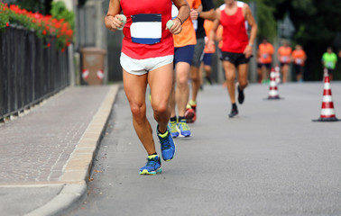 Runners during the Marathon on the road in town