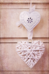 Vintage hearts with texture