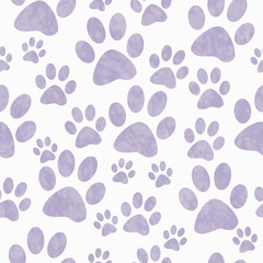 Purple and White Dog Paw Prints Tile Pattern Repeat Background