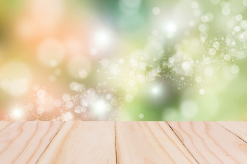 wooden over blurred beautiful with bokeh background