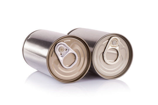 Aluminum can on white background