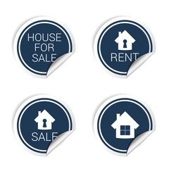  sticker of house for sale and rent vector