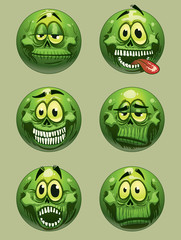 Vector zombie emoticon green color vector on a green background. 