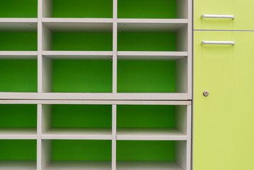 Empty Green shelf, concept for background or article and content
