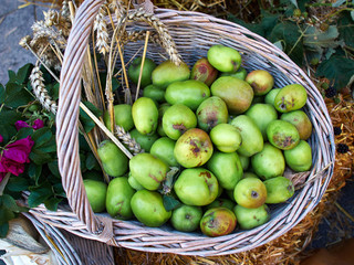 Organic apples in basket