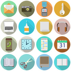 colorful business, finance and office flat design icons set. template elements for web and mobile applications