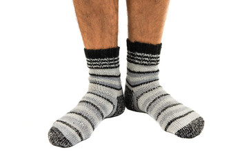 Legs from a businessman without his pants.