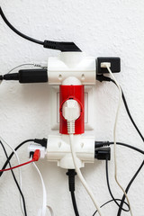 Multiple electrical plugs in wall outlet