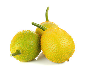 Momordica Cochinchinensis Fruit (Gac Fruit) on white