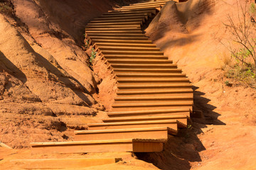 stairs through the ocre hills of Rousillon, France
