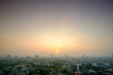 art of sky and Morning time view of Bangkok Thailand