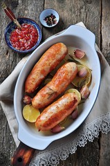 roasted chicken sausage with rosemary, garlic and lime