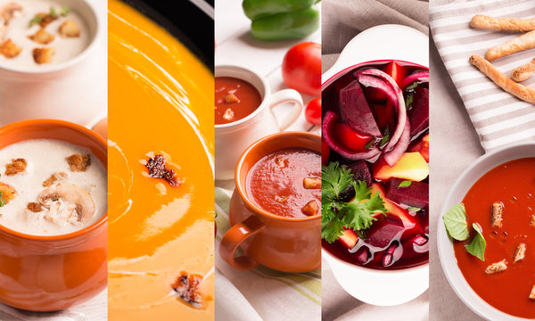 Soup puree photo collage