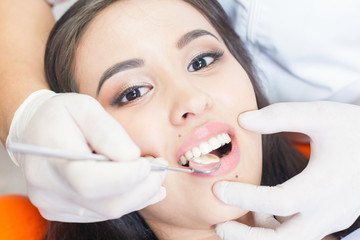Beautiful asian woman smile with healthy teeth whitening