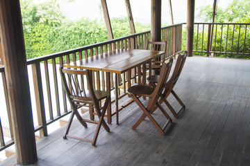 Fototapeta premium teak table wood pavilion