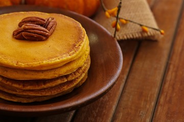 Pumpkin Pancakes, selective focus
