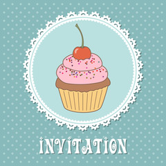 Invitation with cupcake