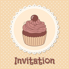 Invitation with cupcake