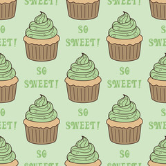 Seamless pattern with cupcakes