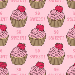 Seamless pattern with cupcakes