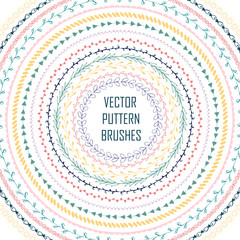 Set of handdrawn vector pattern brushes. Frames, borders with ornamental strokes and corner elements. 