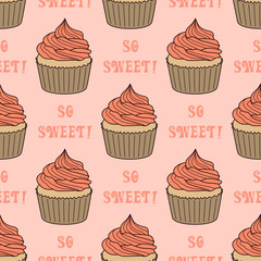 Seamless pattern with cupcakes
