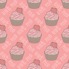 Seamless pattern with cupcakes