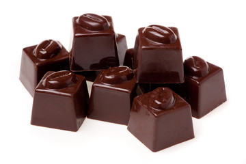 Assorted chocolates with nutwood.